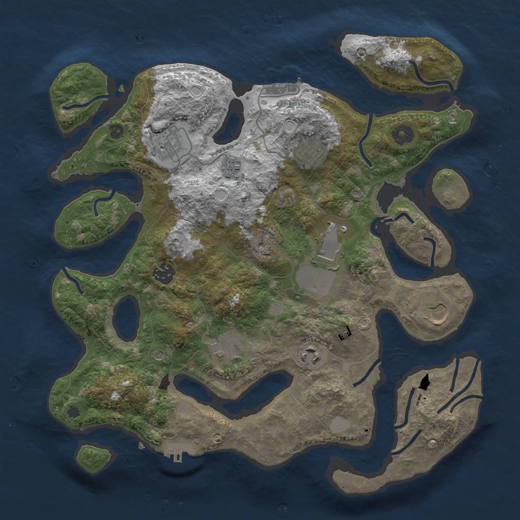 Rust Map: Procedural Map, Size: 3700, Seed: 86345, 16 Monuments