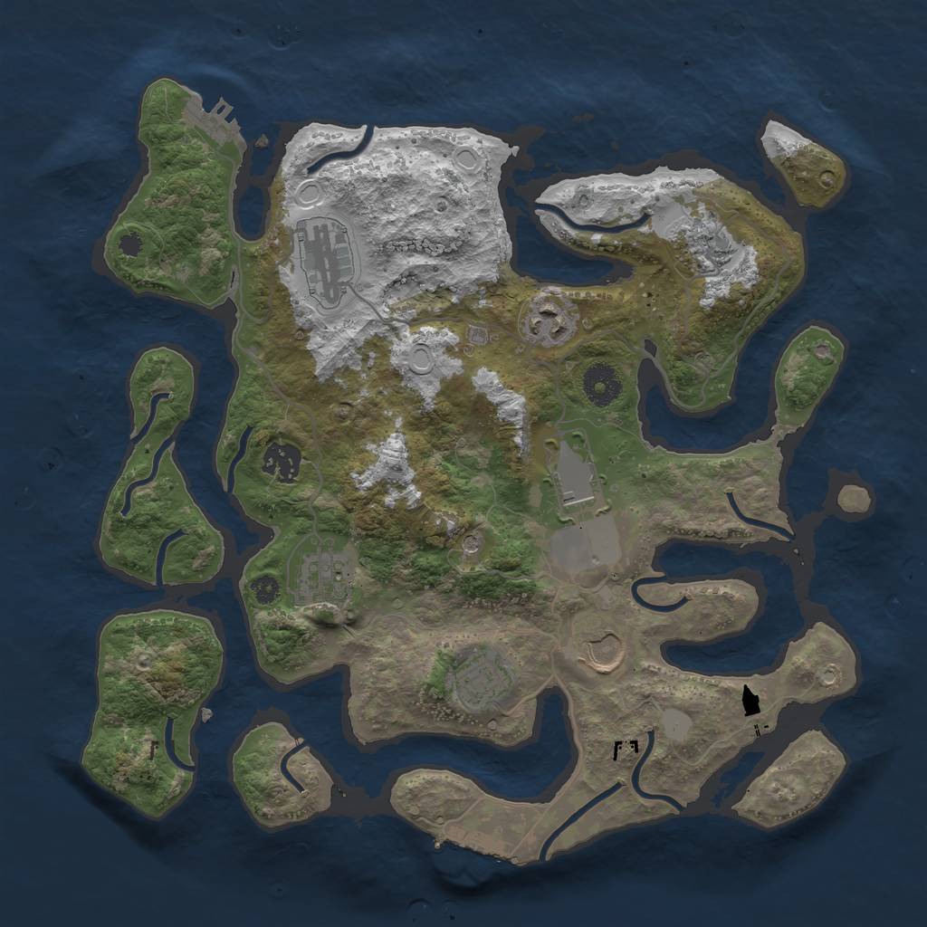 Rust Map: Procedural Map, Size: 3500, Seed: 586478524, 16 Monuments