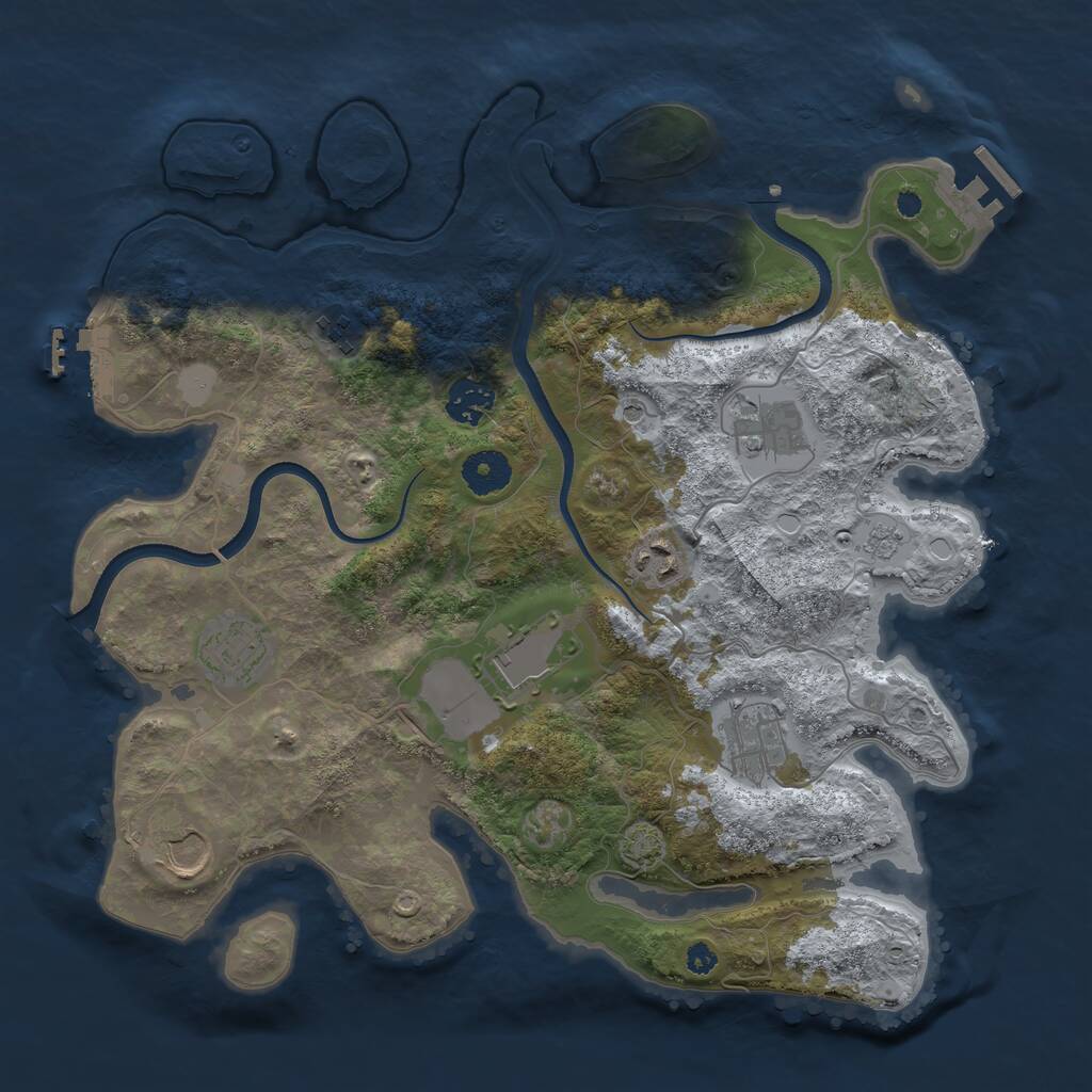 Rust Map: Procedural Map, Size: 3550, Seed: 944702, 14 Monuments