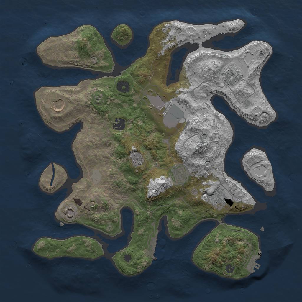 Rust Map: Procedural Map, Size: 3550, Seed: 409818, 16 Monuments