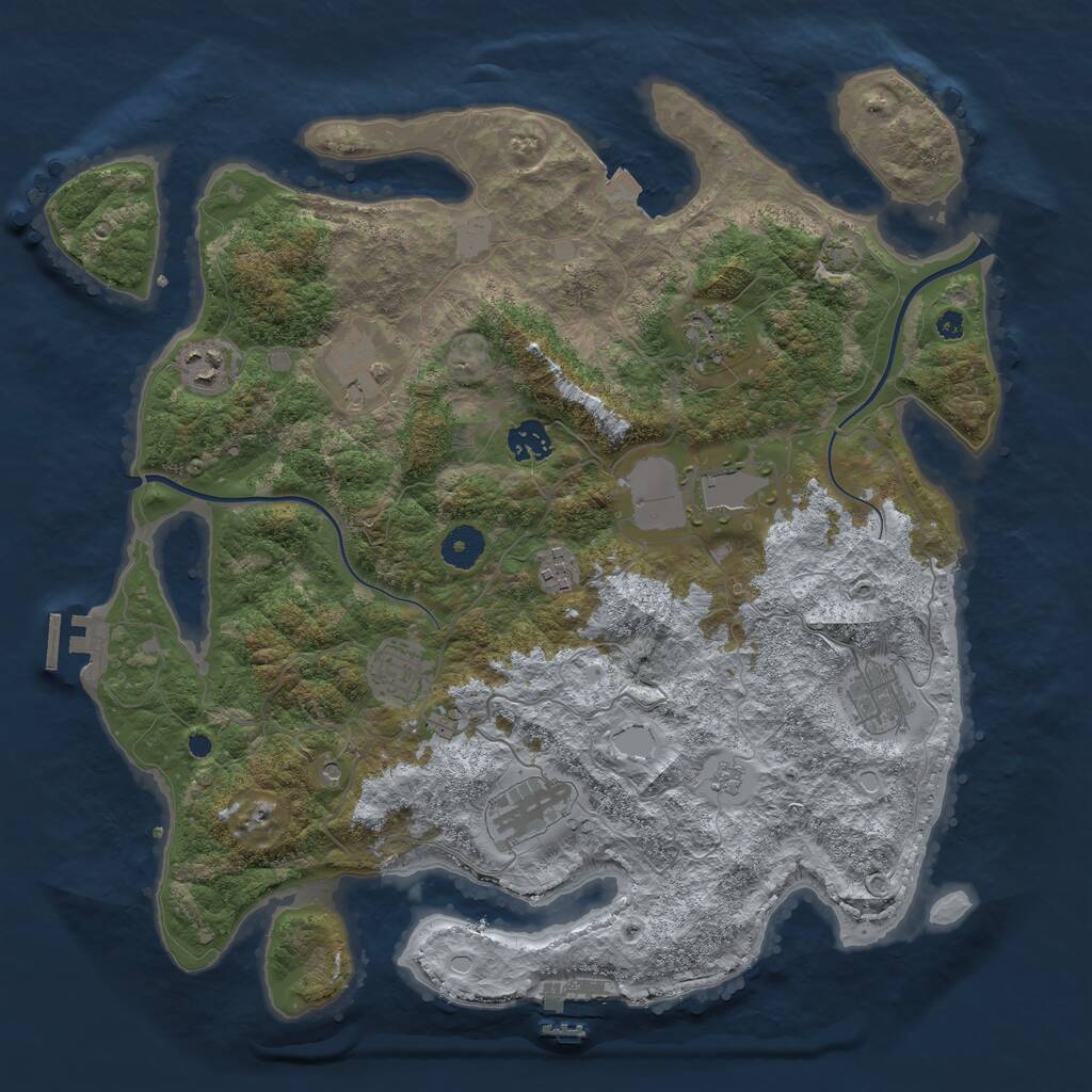 Rust Map: Procedural Map, Size: 3875, Seed: 654345, 15 Monuments
