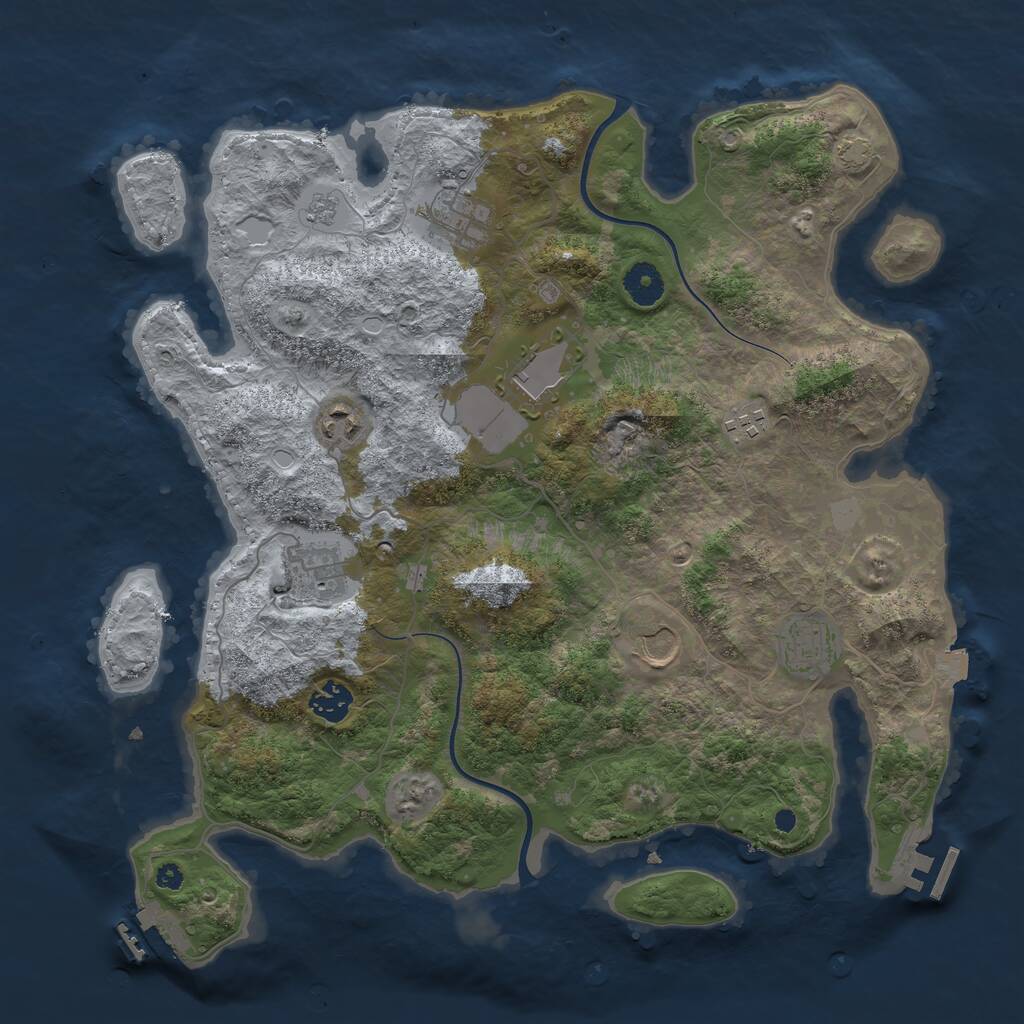 Rust Map: Procedural Map, Size: 3800, Seed: 50005, 13 Monuments