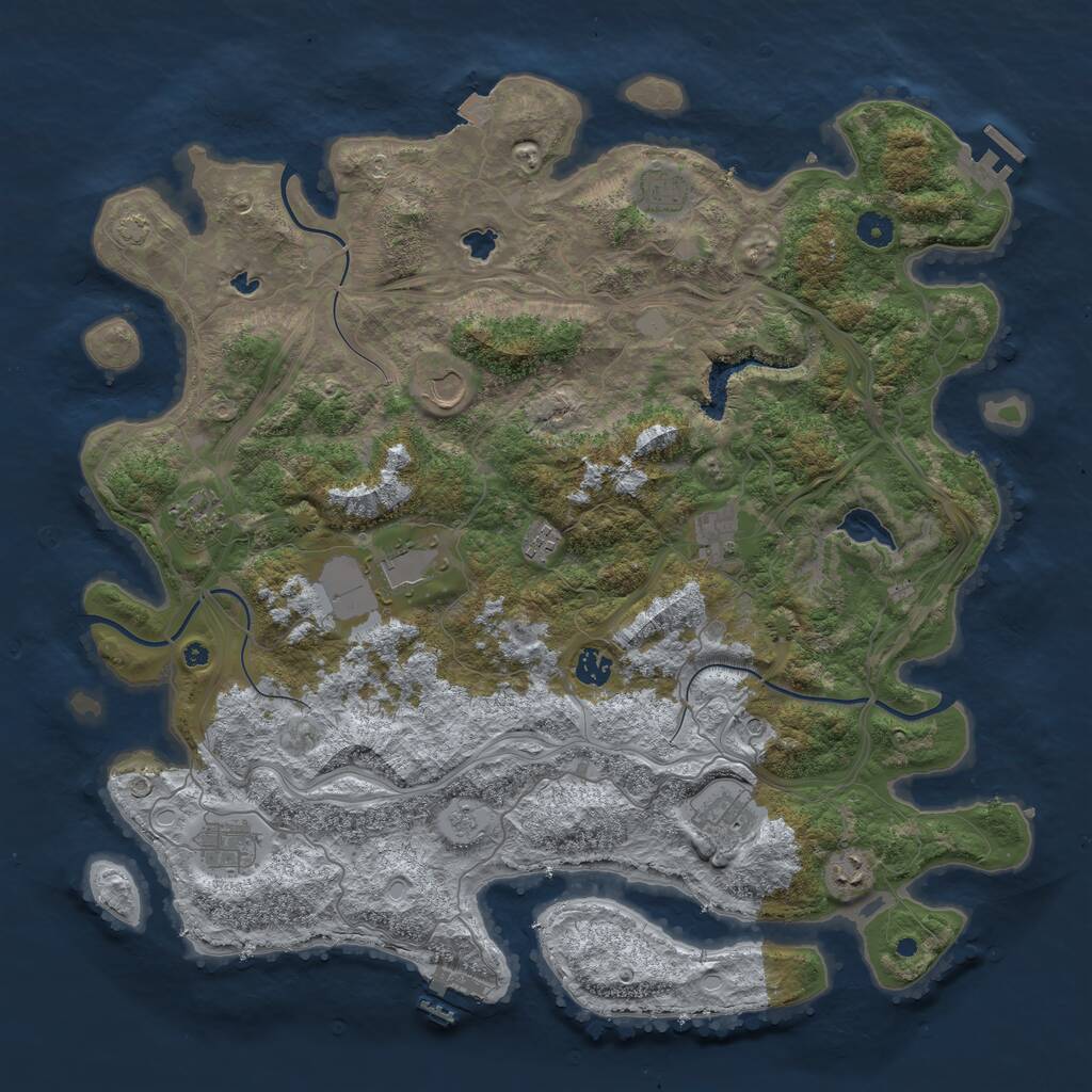 Rust Map: Procedural Map, Size: 4500, Seed: 573484078, 16 Monuments