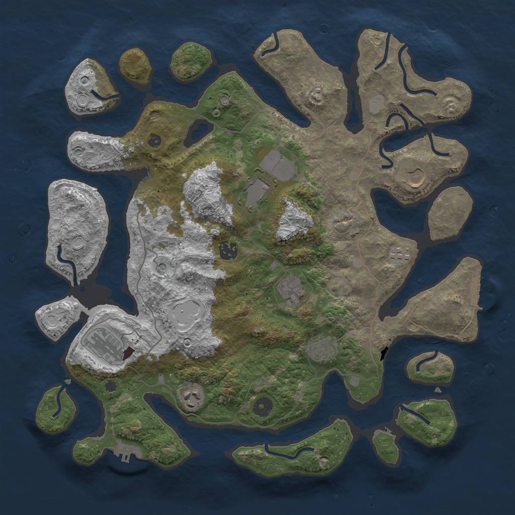 Rust Map: Procedural Map, Size: 4000, Seed: 460280, 16 Monuments