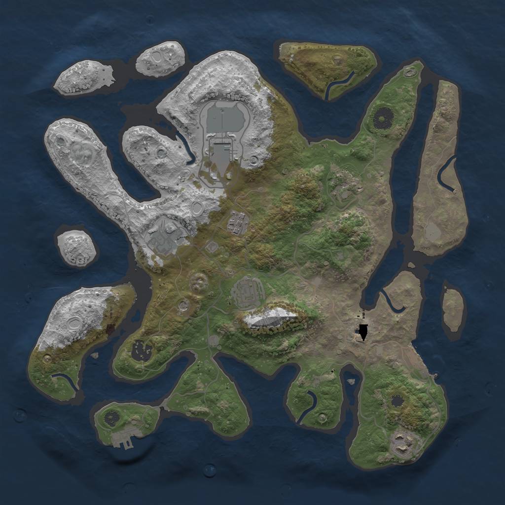 Rust Map: Procedural Map, Size: 3550, Seed: 736724, 15 Monuments
