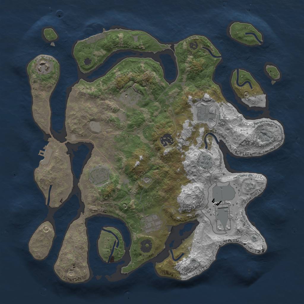 Rust Map: Procedural Map, Size: 3550, Seed: 580759, 16 Monuments