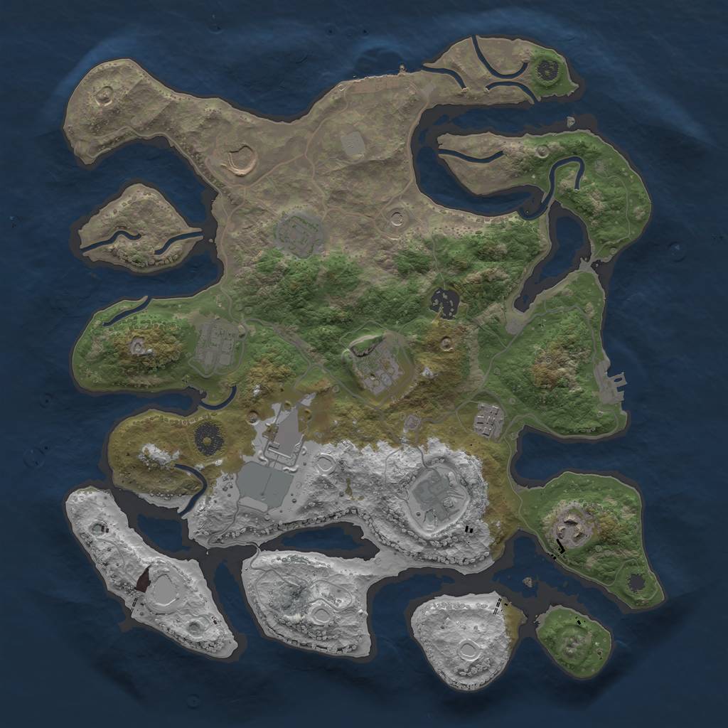 Rust Map: Procedural Map, Size: 3600, Seed: 1971303803, 17 Monuments
