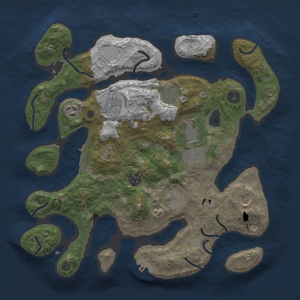 Rust Map: Procedural Map, Size: 3500, Seed: 36403630, 15 Monuments