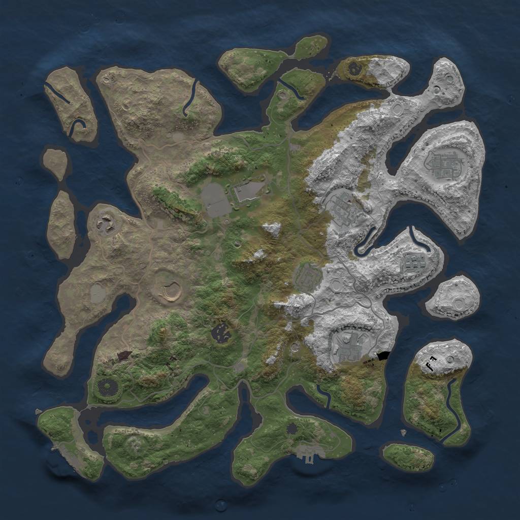 Rust Map: Procedural Map, Size: 4000, Seed: 339359, 17 Monuments