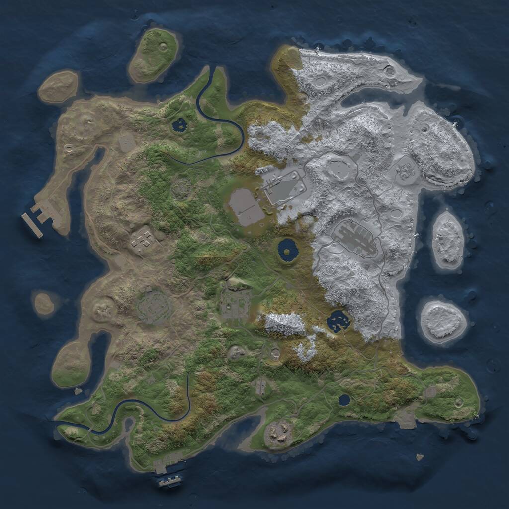 Rust Map: Procedural Map, Size: 3550, Seed: 424414, 13 Monuments
