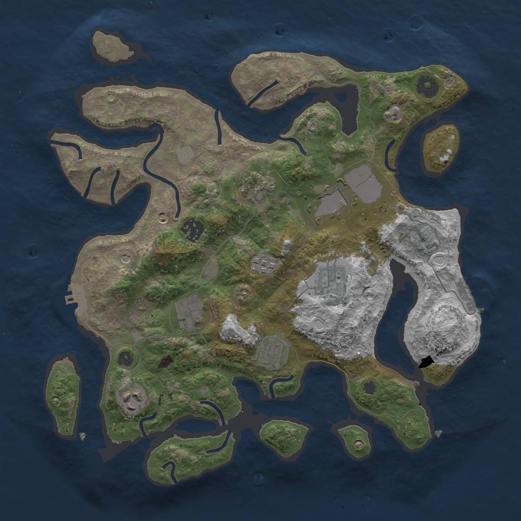 Rust Map: Procedural Map, Size: 3550, Seed: 430392, 16 Monuments