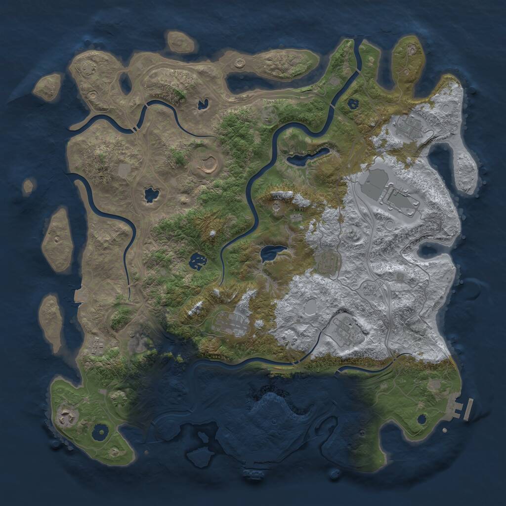 Rust Map: Procedural Map, Size: 4500, Seed: 1901433969, 16 Monuments