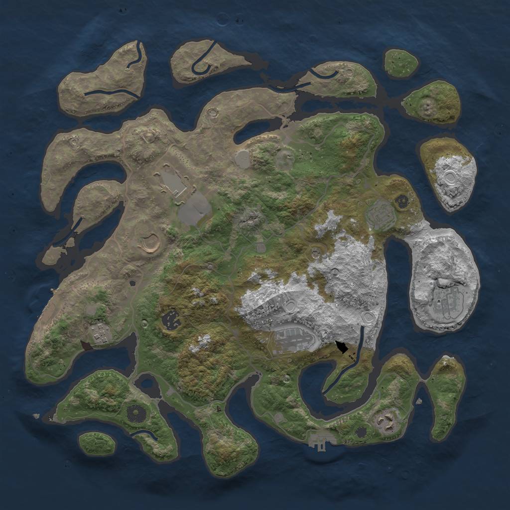 Rust Map: Procedural Map, Size: 4000, Seed: 24767, 16 Monuments