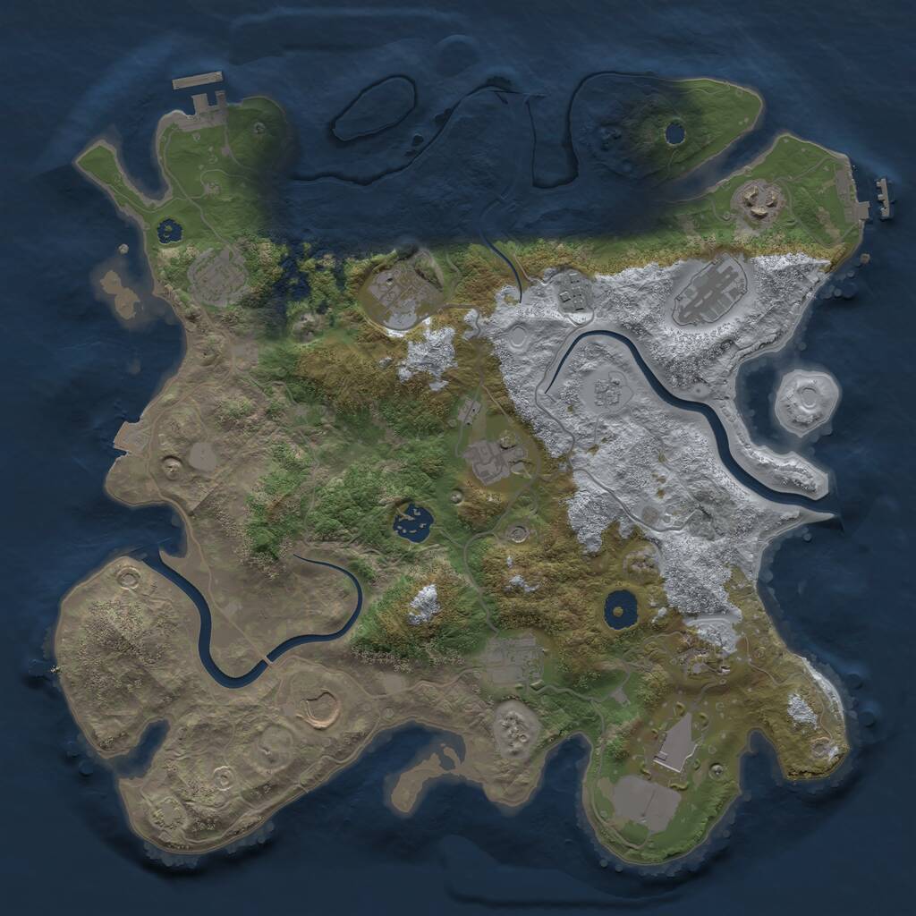 Rust Map: Procedural Map, Size: 3700, Seed: 259052610, 17 Monuments