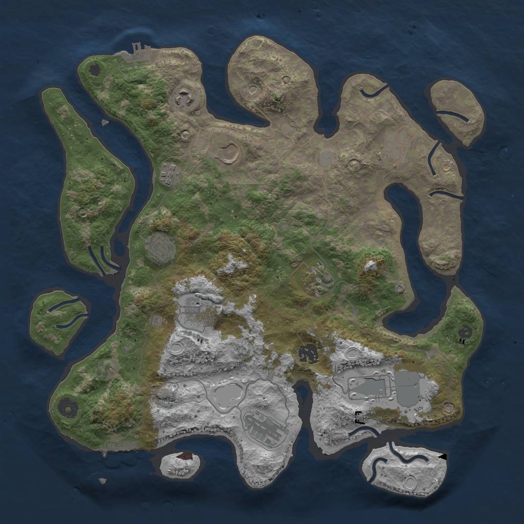 Rust Map: Procedural Map, Size: 3850, Seed: 1265655659, 18 Monuments