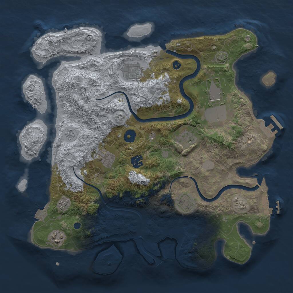 Rust Map: Procedural Map, Size: 3500, Seed: 117509115, 14 Monuments