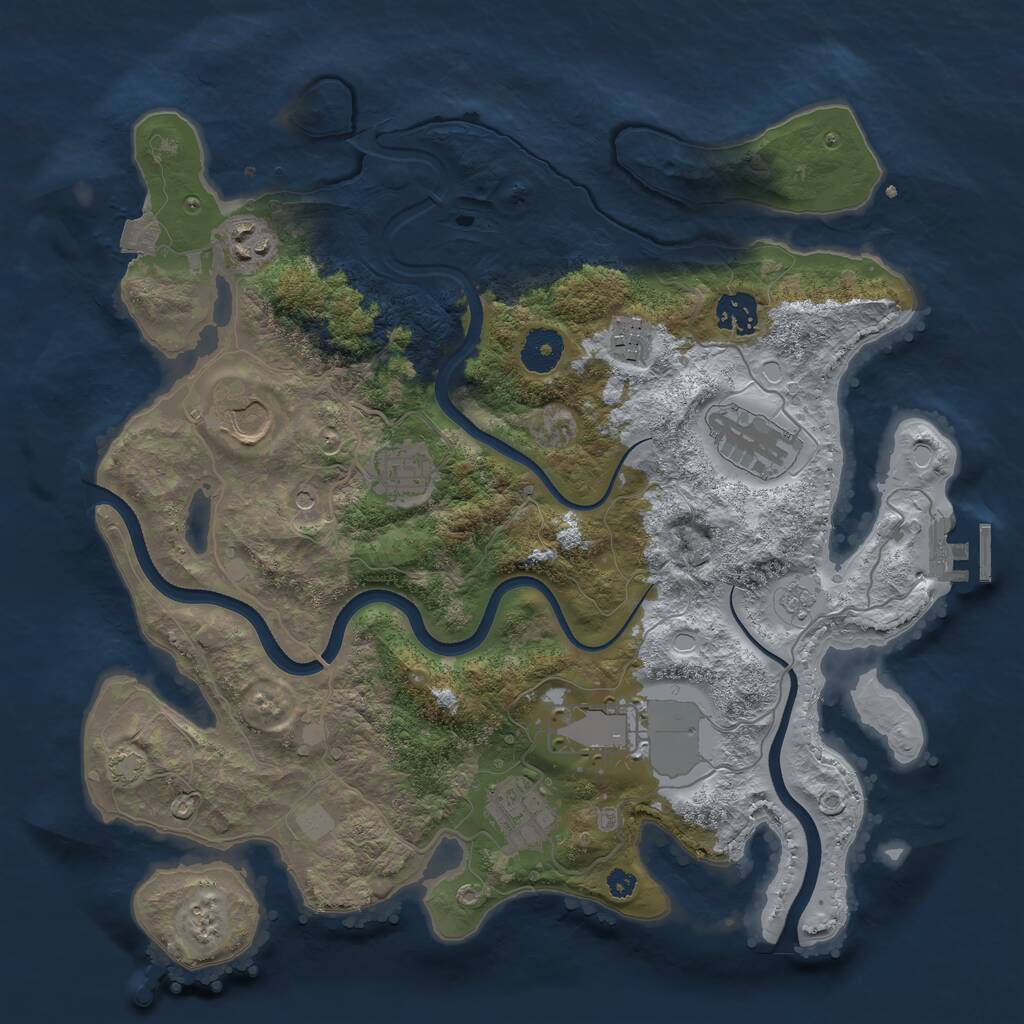 Rust Map: Procedural Map, Size: 3550, Seed: 234586, 13 Monuments