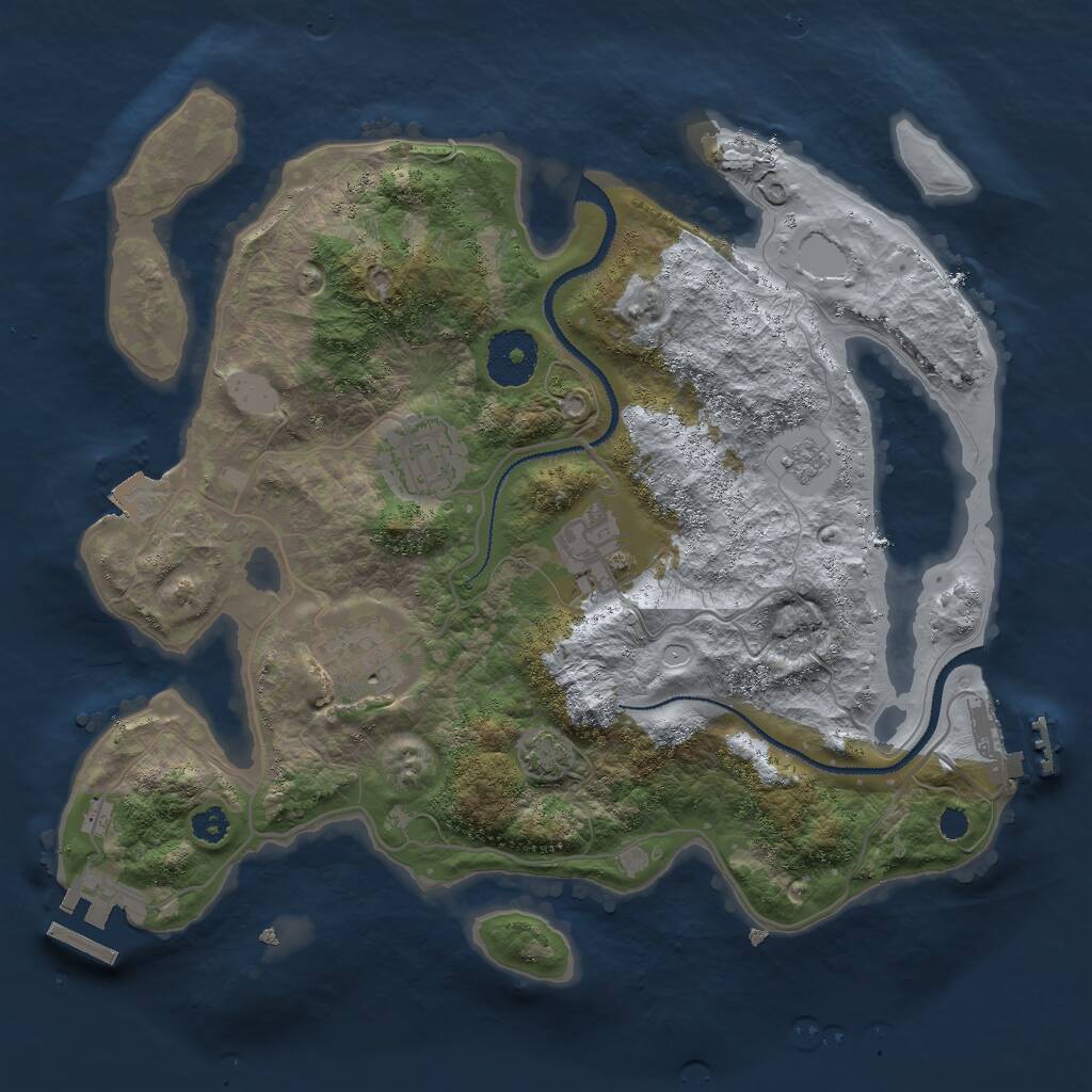 Rust Map: Procedural Map, Size: 3000, Seed: 1686173823, 8 Monuments