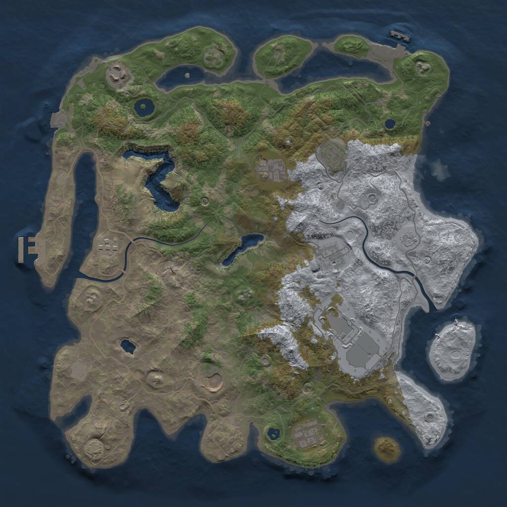 Rust Map: Procedural Map, Size: 4000, Seed: 283020850, 14 Monuments