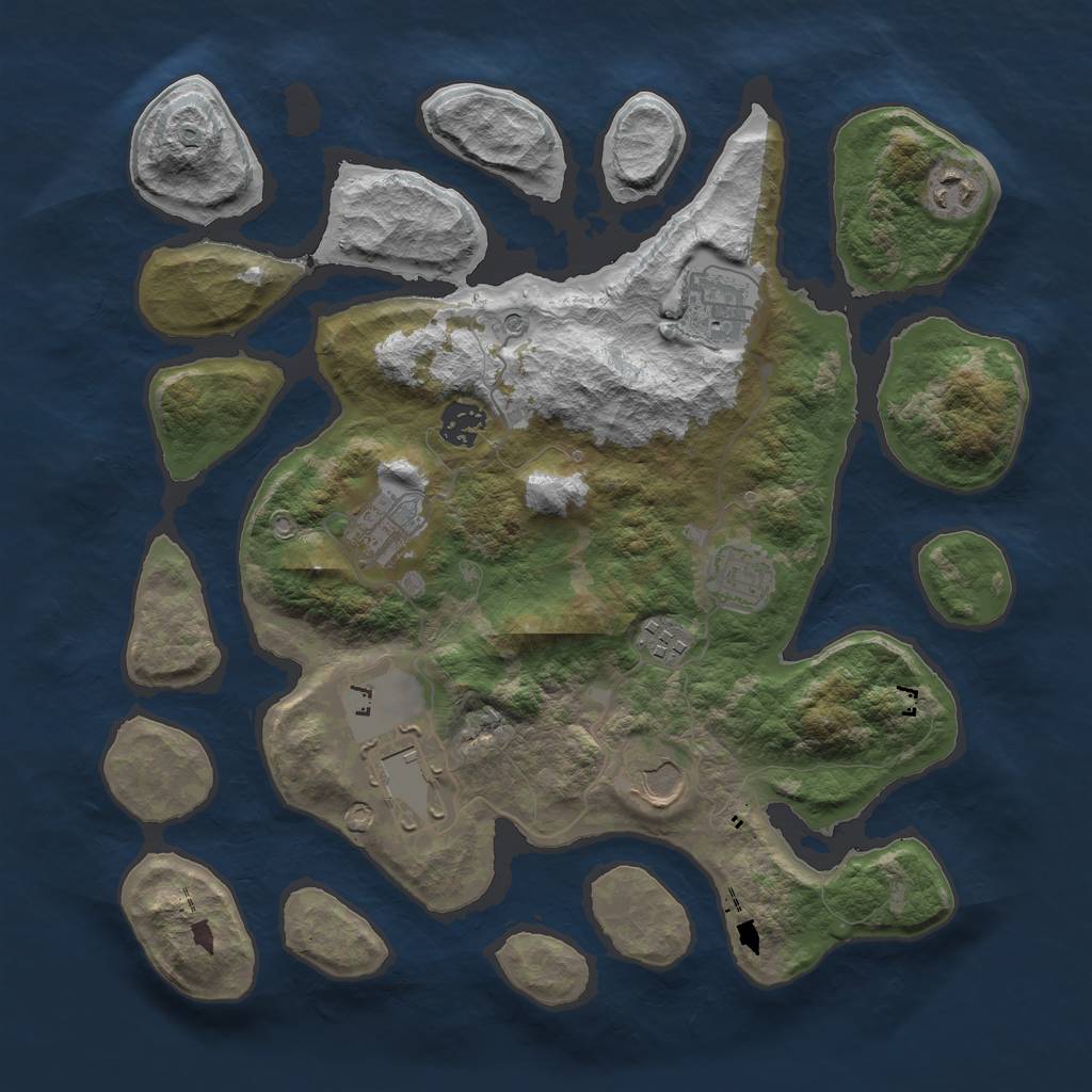 Rust Map: Barren, Size: 3600, Seed: 976161949, 11 Monuments