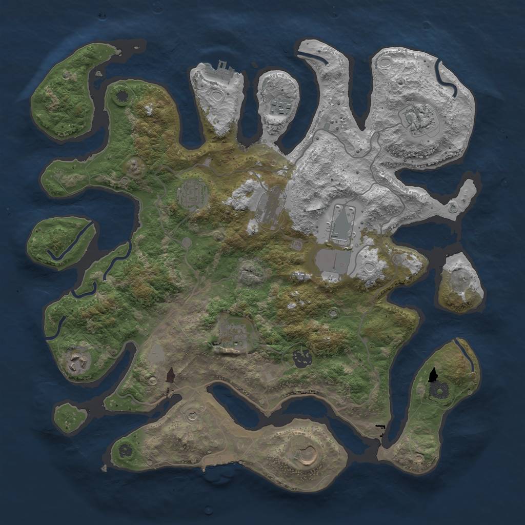 Rust Map: Procedural Map, Size: 4000, Seed: 672256, 17 Monuments