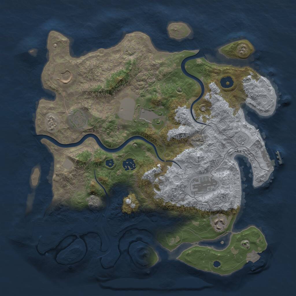 Rust Map: Procedural Map, Size: 3550, Seed: 991570, 13 Monuments
