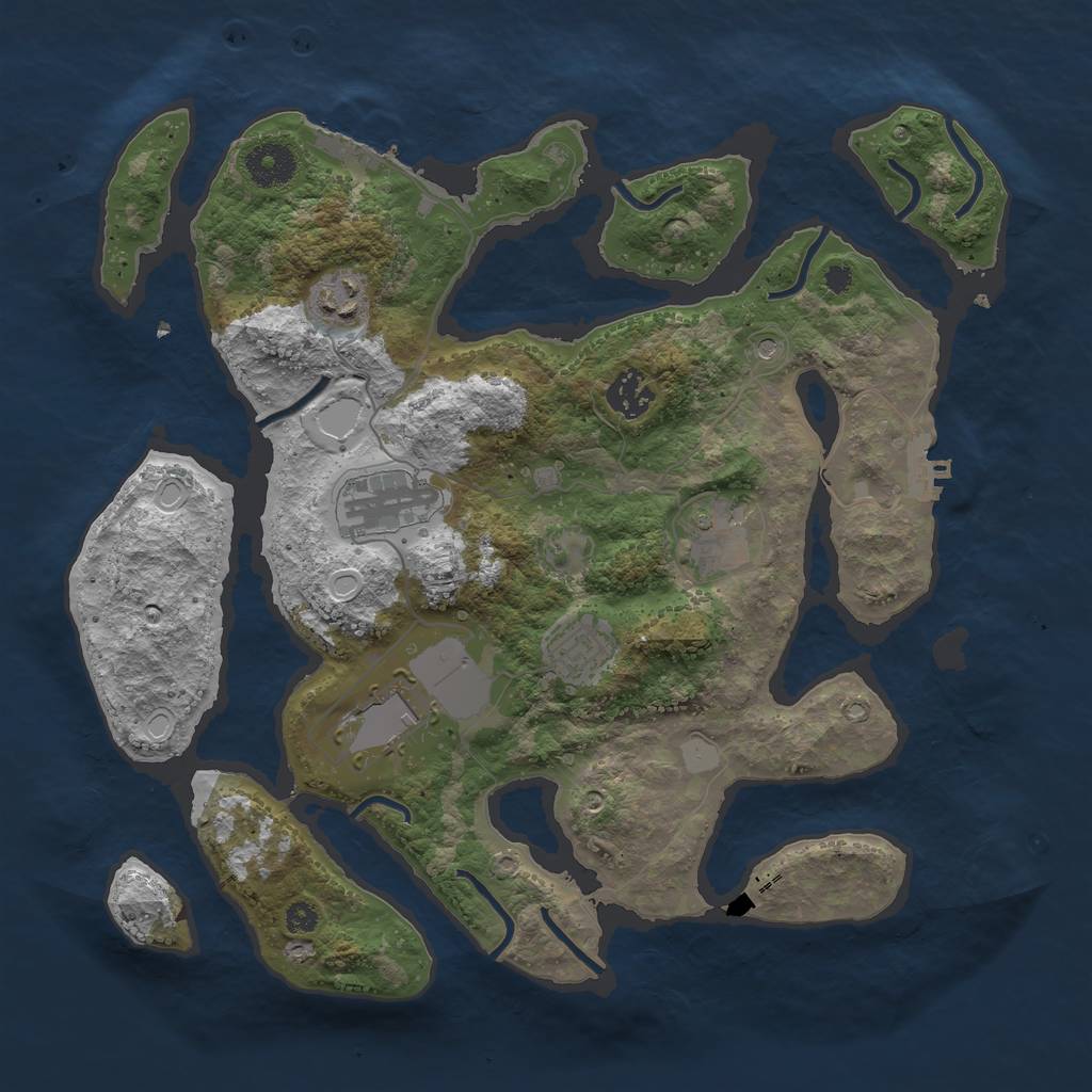 Rust Map: Procedural Map, Size: 3500, Seed: 210366111, 14 Monuments