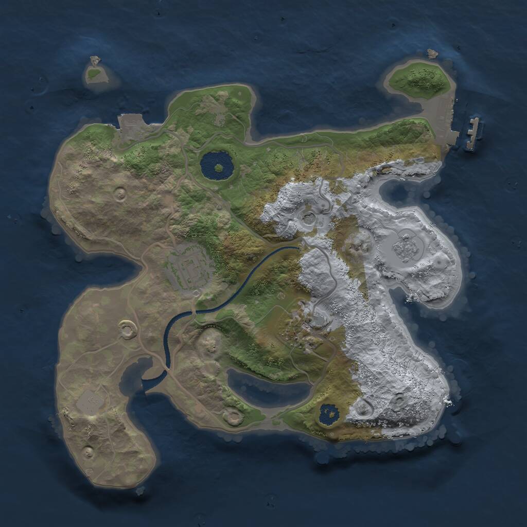 Rust Map: Procedural Map, Size: 2500, Seed: 1647936224, 6 Monuments