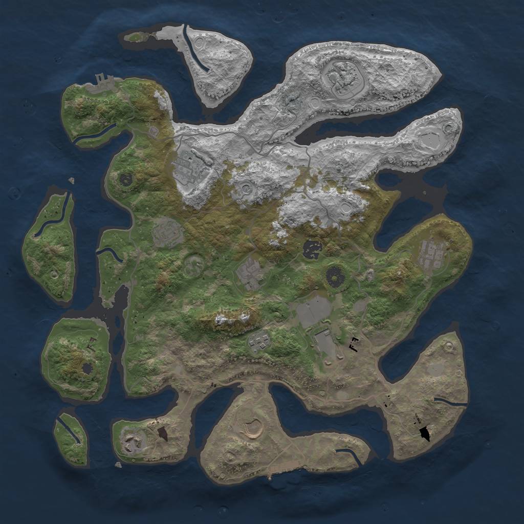 Rust Map: Procedural Map, Size: 4000, Seed: 789982, 18 Monuments