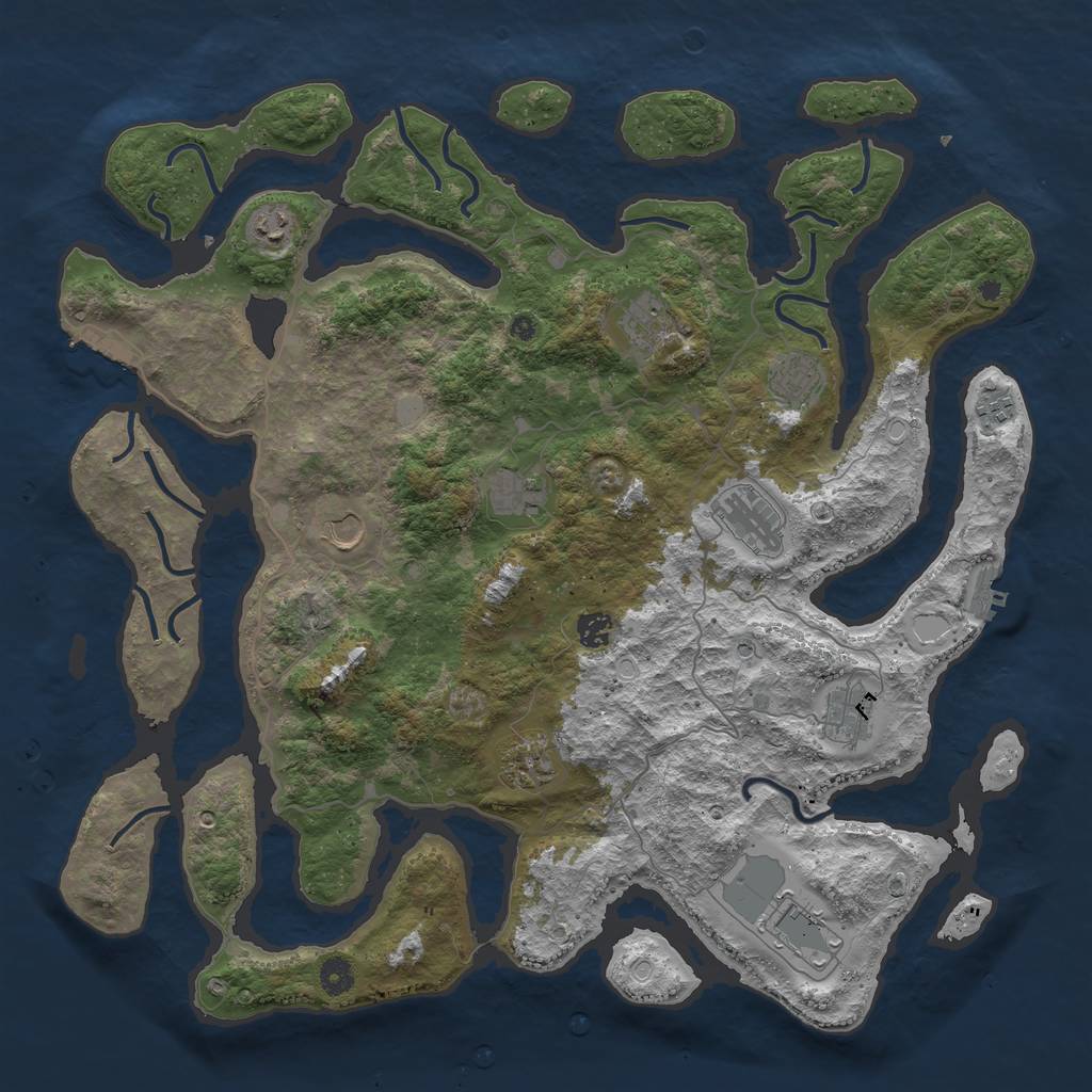 Rust Map: Procedural Map, Size: 4500, Seed: 1707413427, 19 Monuments