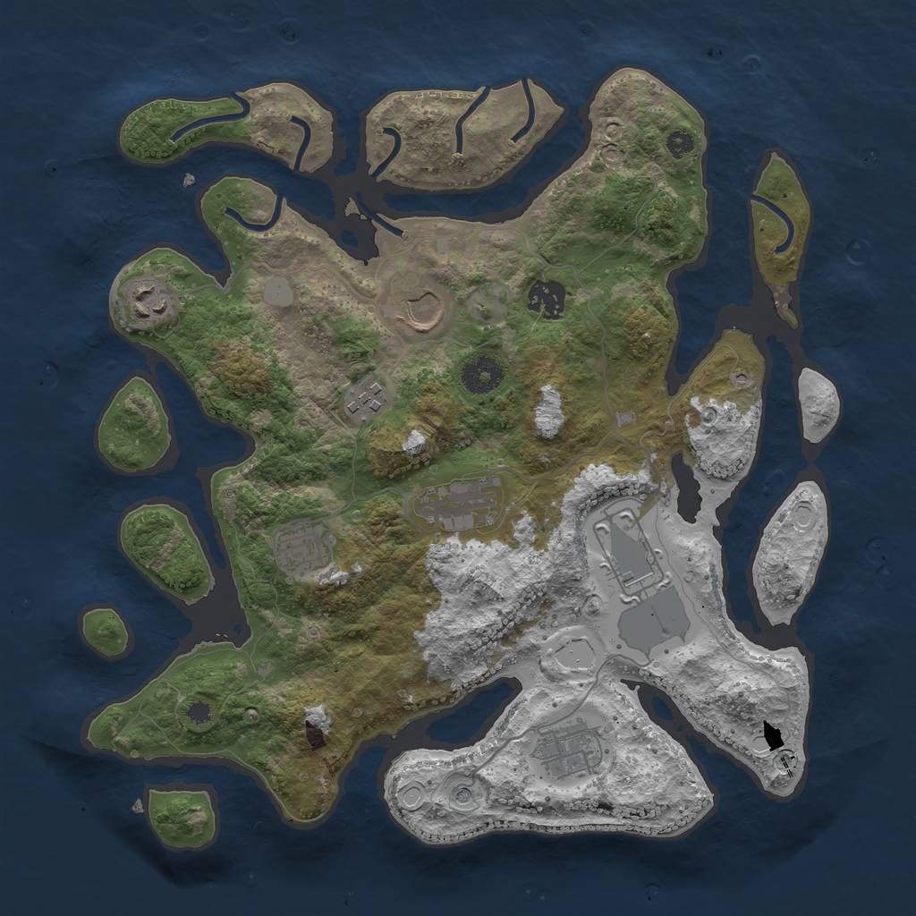 Rust Map: Procedural Map, Size: 3500, Seed: 587709911, 14 Monuments