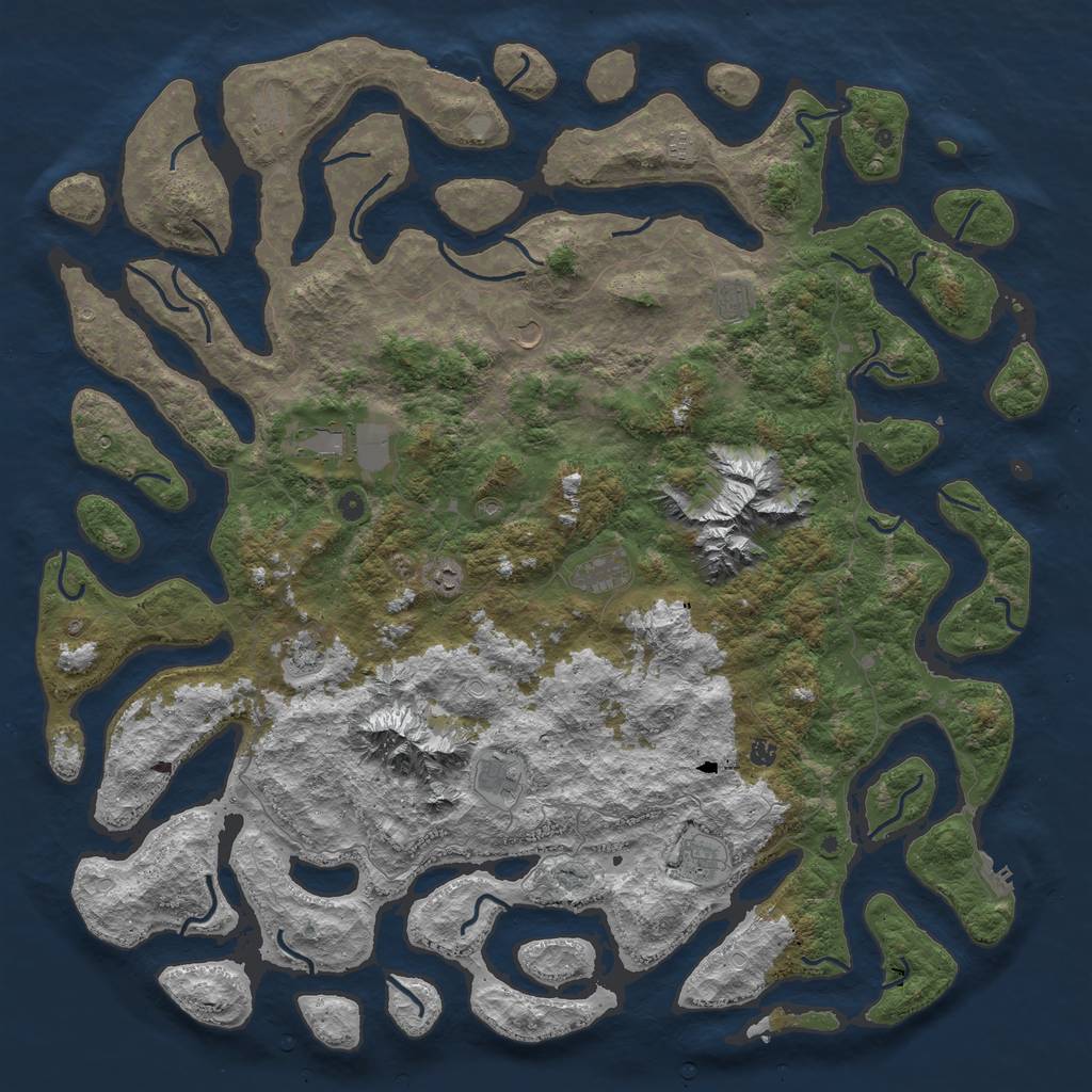 Rust Map: Procedural Map, Size: 6000, Seed: 57385, 19 Monuments