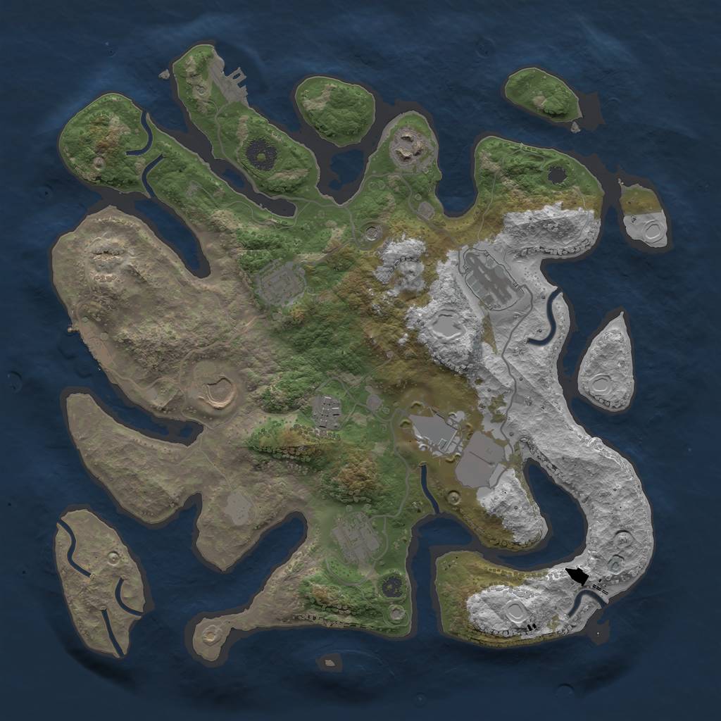 Rust Map: Procedural Map, Size: 3500, Seed: 793274609, 15 Monuments