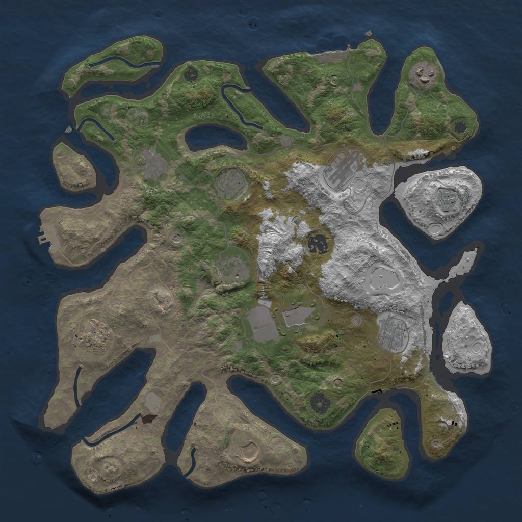 Rust Map: Procedural Map, Size: 3850, Seed: 100000, 19 Monuments
