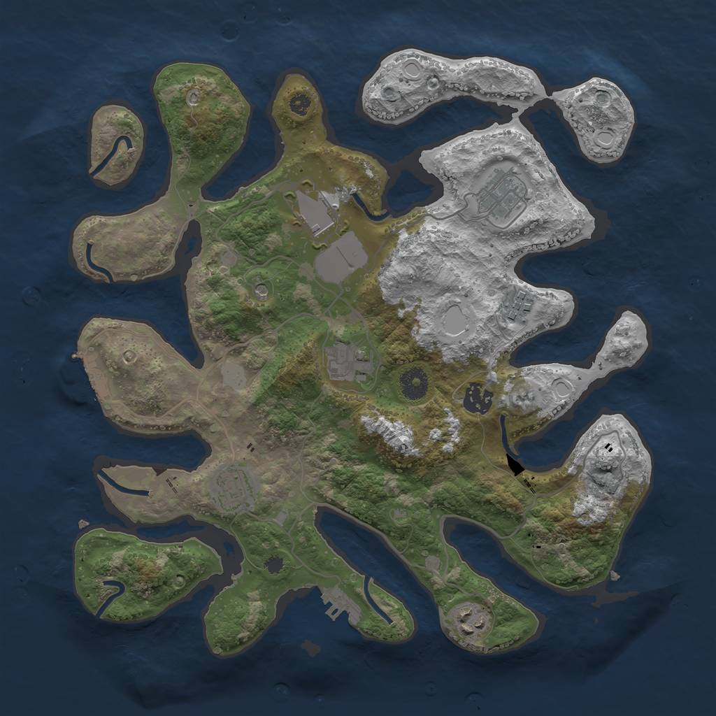 Rust Map: Procedural Map, Size: 3550, Seed: 633885, 15 Monuments