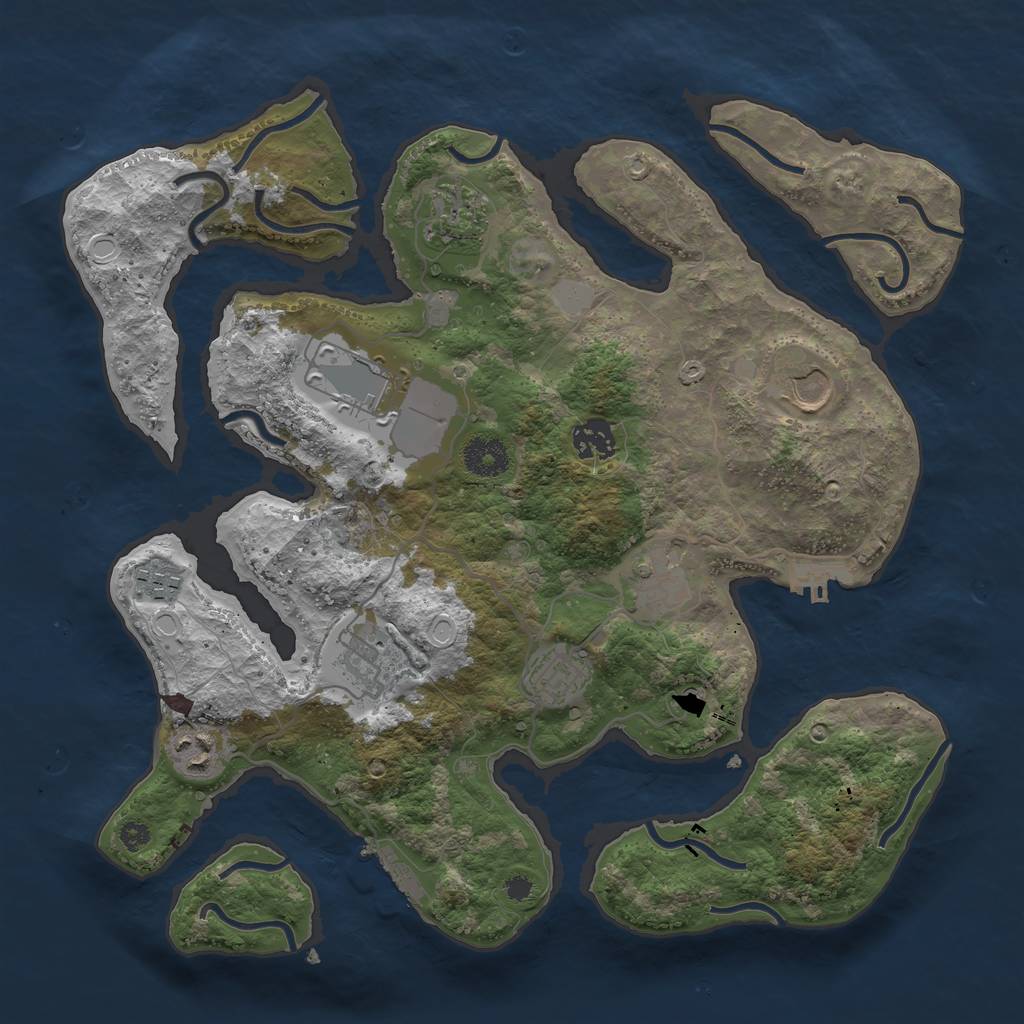 Rust Map: Procedural Map, Size: 3550, Seed: 726767, 17 Monuments