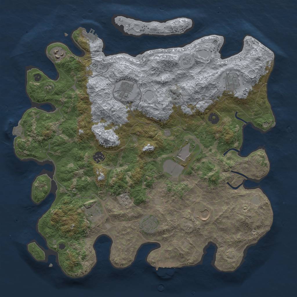 Rust Map: Procedural Map, Size: 4000, Seed: 1, 17 Monuments