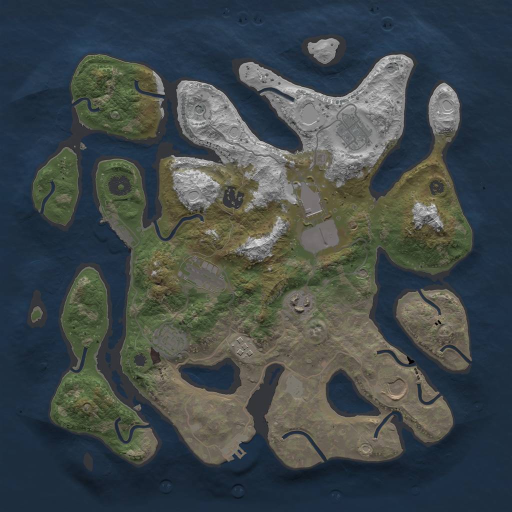 Rust Map: Procedural Map, Size: 3550, Seed: 855216, 16 Monuments