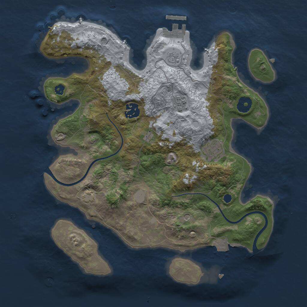 Rust Map: Procedural Map, Size: 3000, Seed: 9009788, 8 Monuments