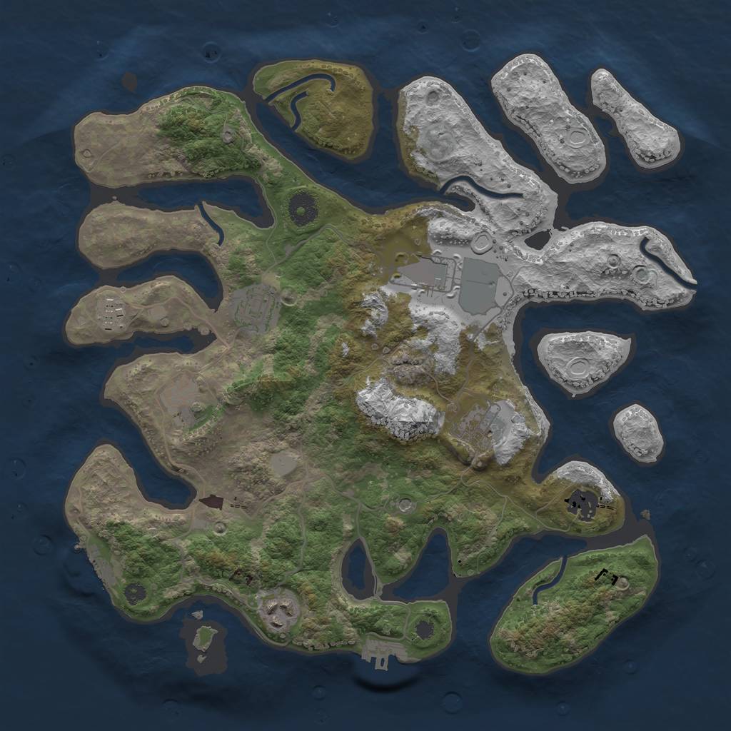 Rust Map: Procedural Map, Size: 3550, Seed: 411083, 15 Monuments