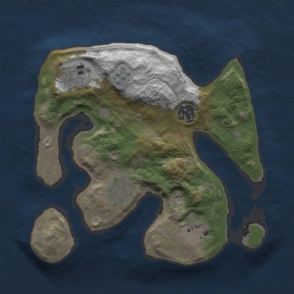 Rust Map: Barren, Size: 2500, Seed: 19286, 8 Monuments