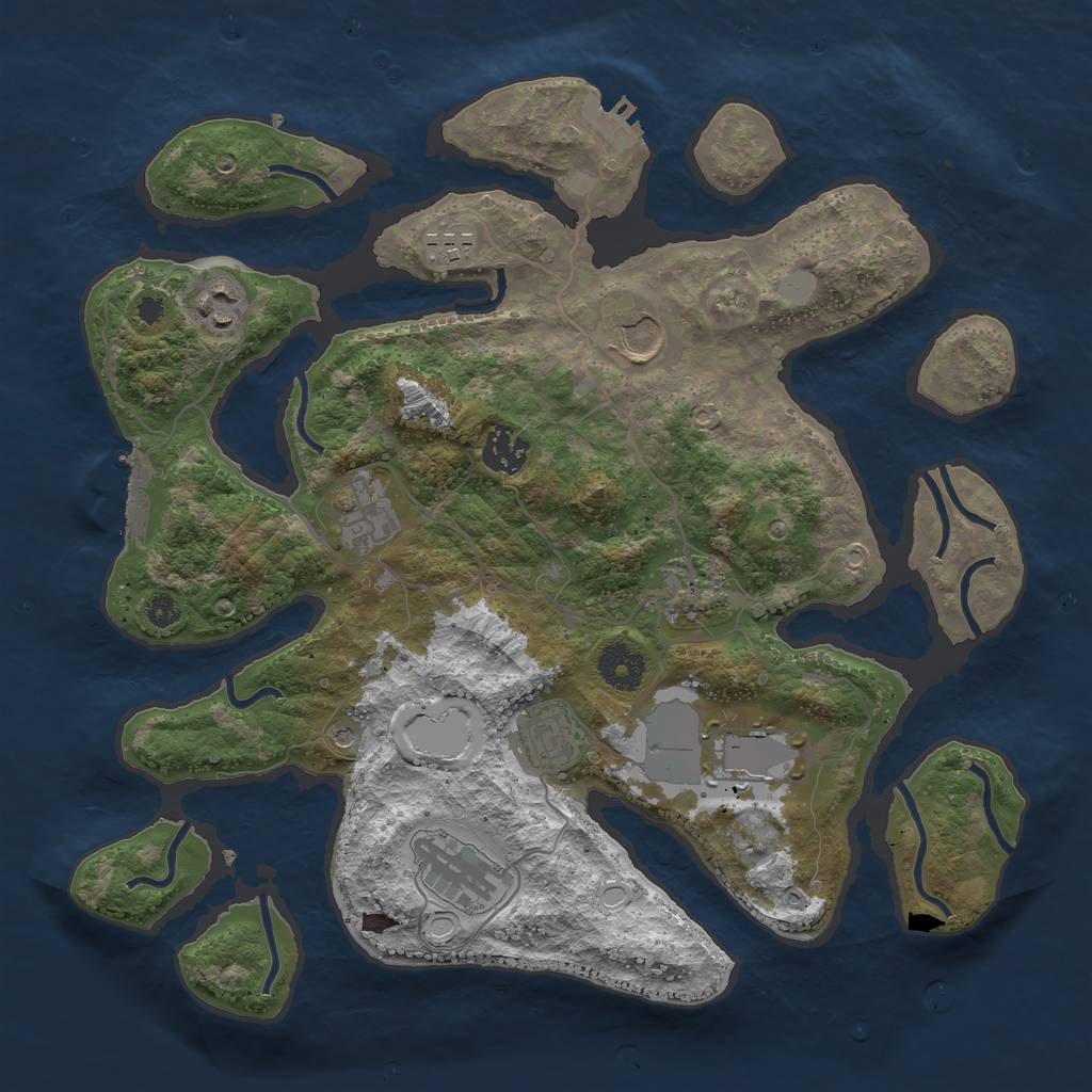Rust Map: Procedural Map, Size: 3500, Seed: 104070225, 17 Monuments