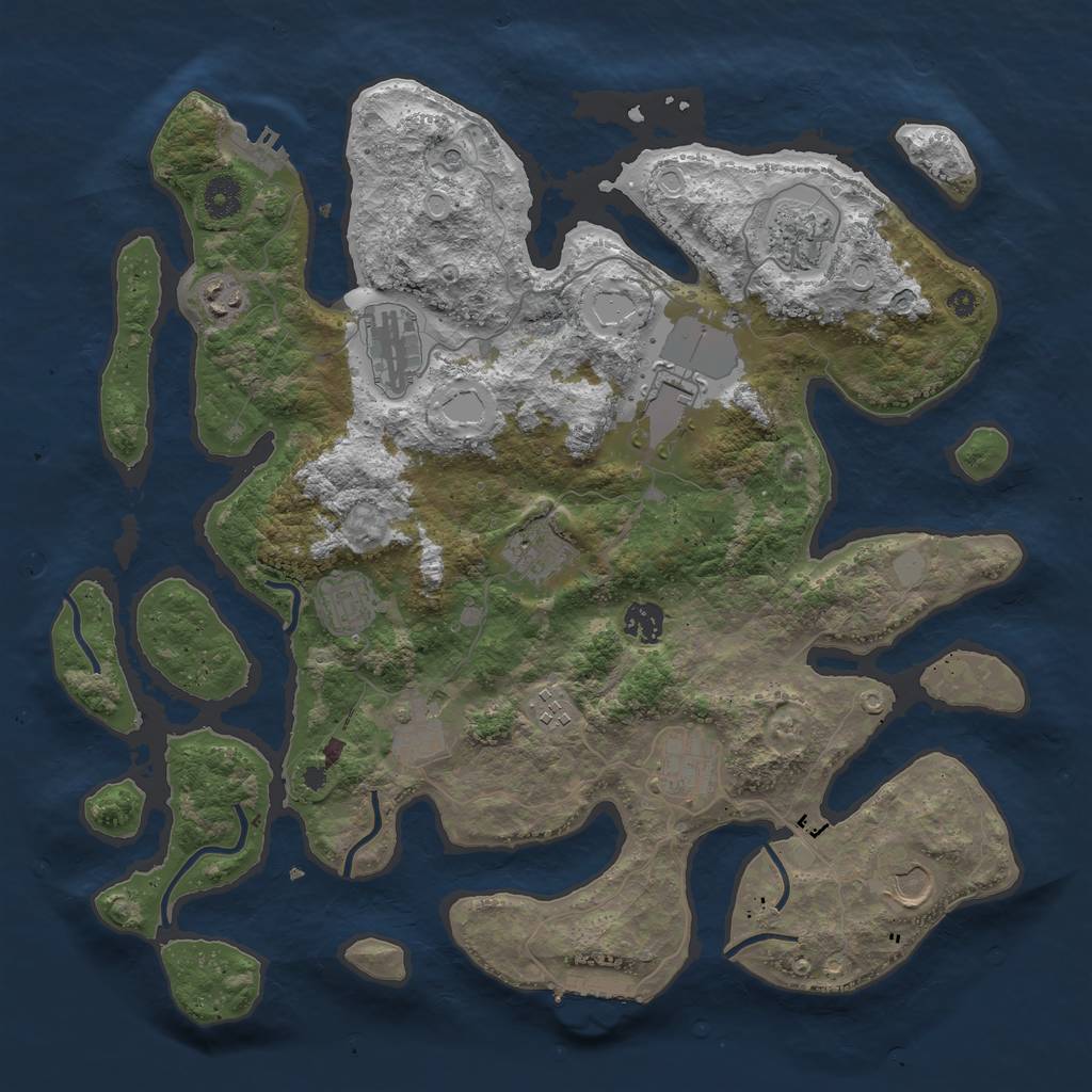 Rust Map: Procedural Map, Size: 3950, Seed: 123138459, 19 Monuments