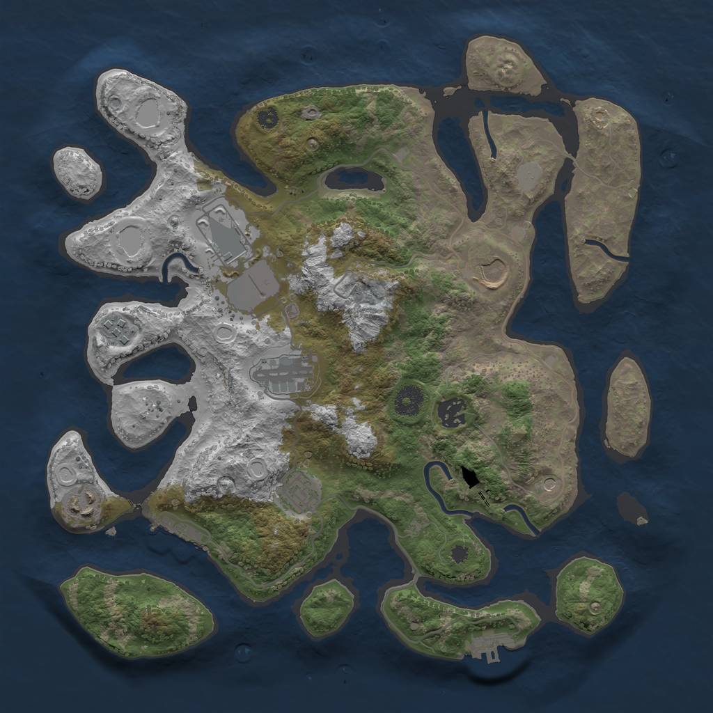 Rust Map: Procedural Map, Size: 3550, Seed: 681135, 15 Monuments