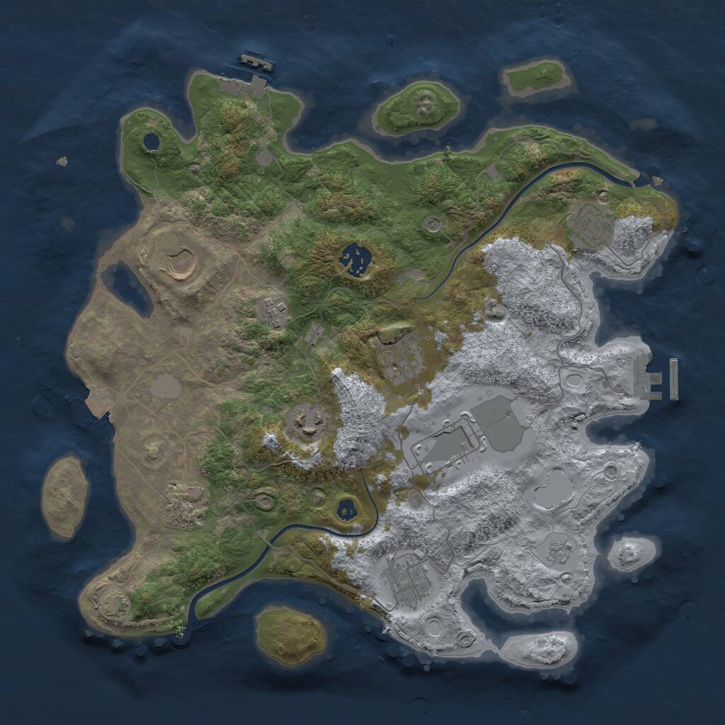 Rust Map: Procedural Map, Size: 3500, Seed: 4200, 15 Monuments