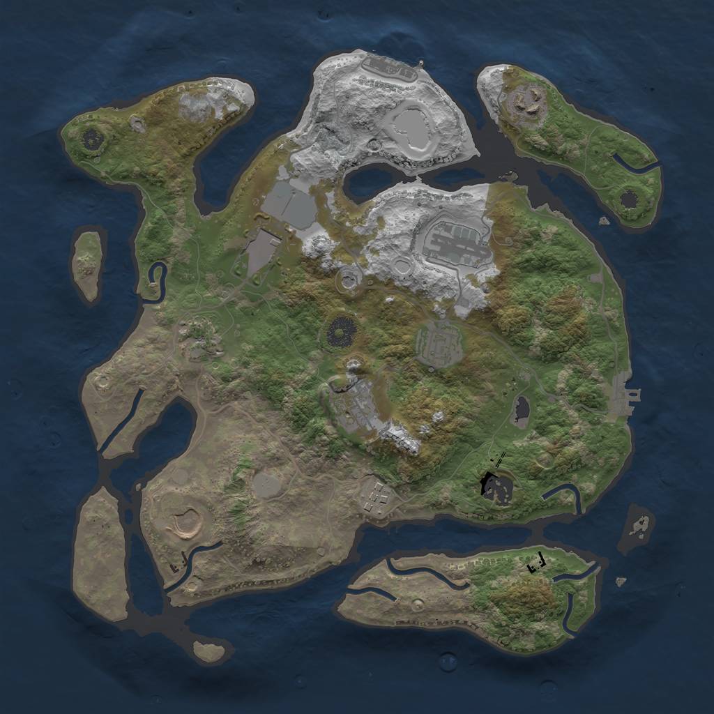 Rust Map: Procedural Map, Size: 3500, Seed: 1428652787, 17 Monuments