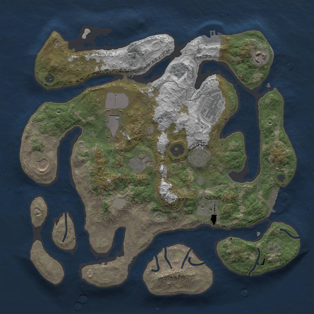 Rust Map: Procedural Map, Size: 3550, Seed: 435532, 16 Monuments