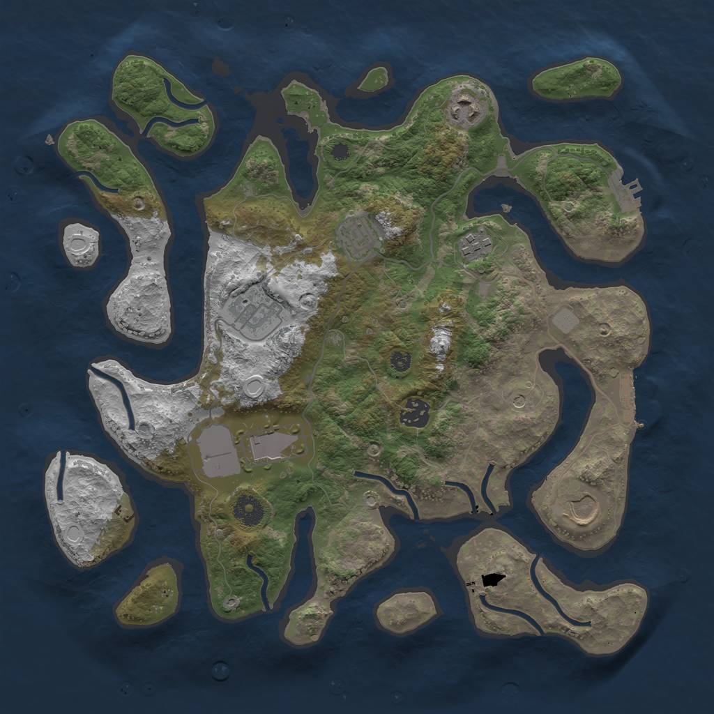 Rust Map: Procedural Map, Size: 3550, Seed: 922061, 15 Monuments