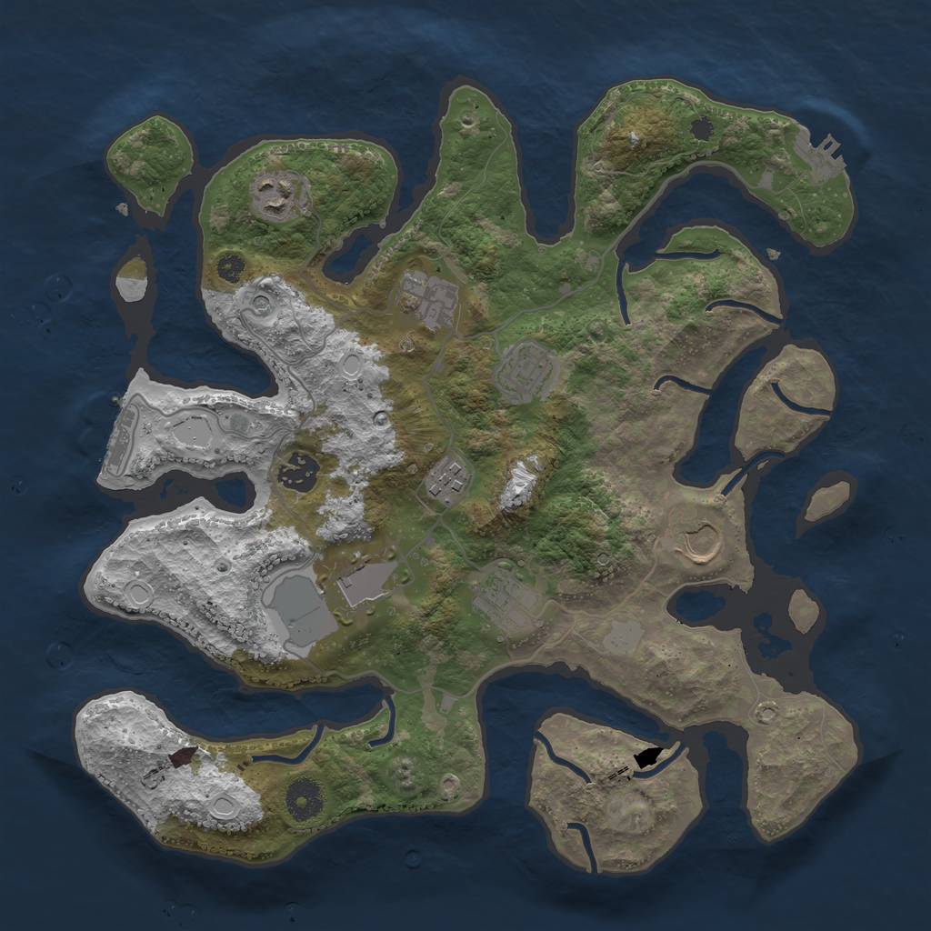 Rust Map: Procedural Map, Size: 3550, Seed: 701315, 16 Monuments