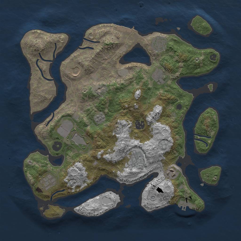 Rust Map: Procedural Map, Size: 3700, Seed: 4912, 17 Monuments